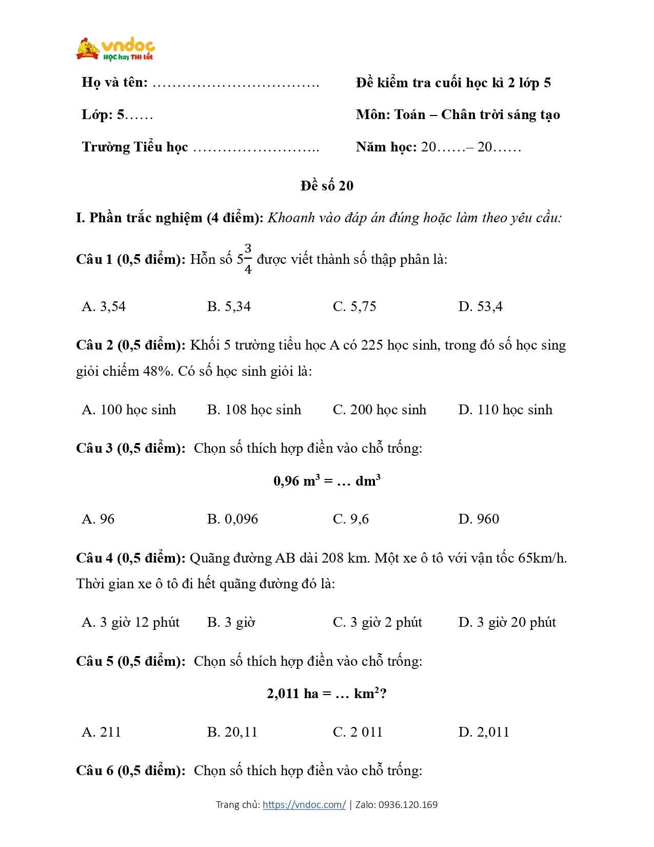 de thi toan 5 cuoi ki 2 sach ctst de 20 page 0001*700244