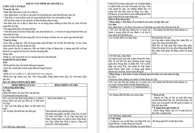 Giáo án Lịch sử - Địa lí 5 Văn minh Ai Cập