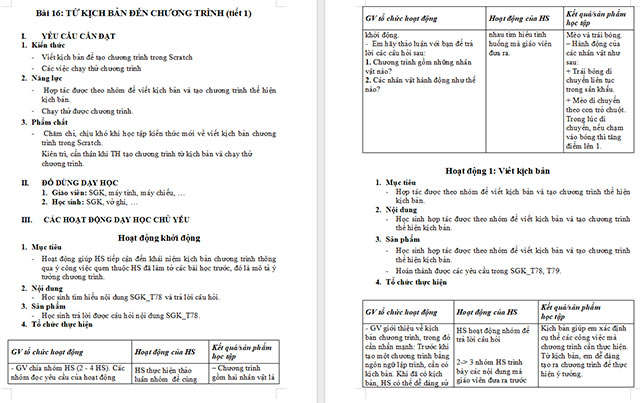 Giáo án Tin học 5 Từ kịch bản đến chương trình