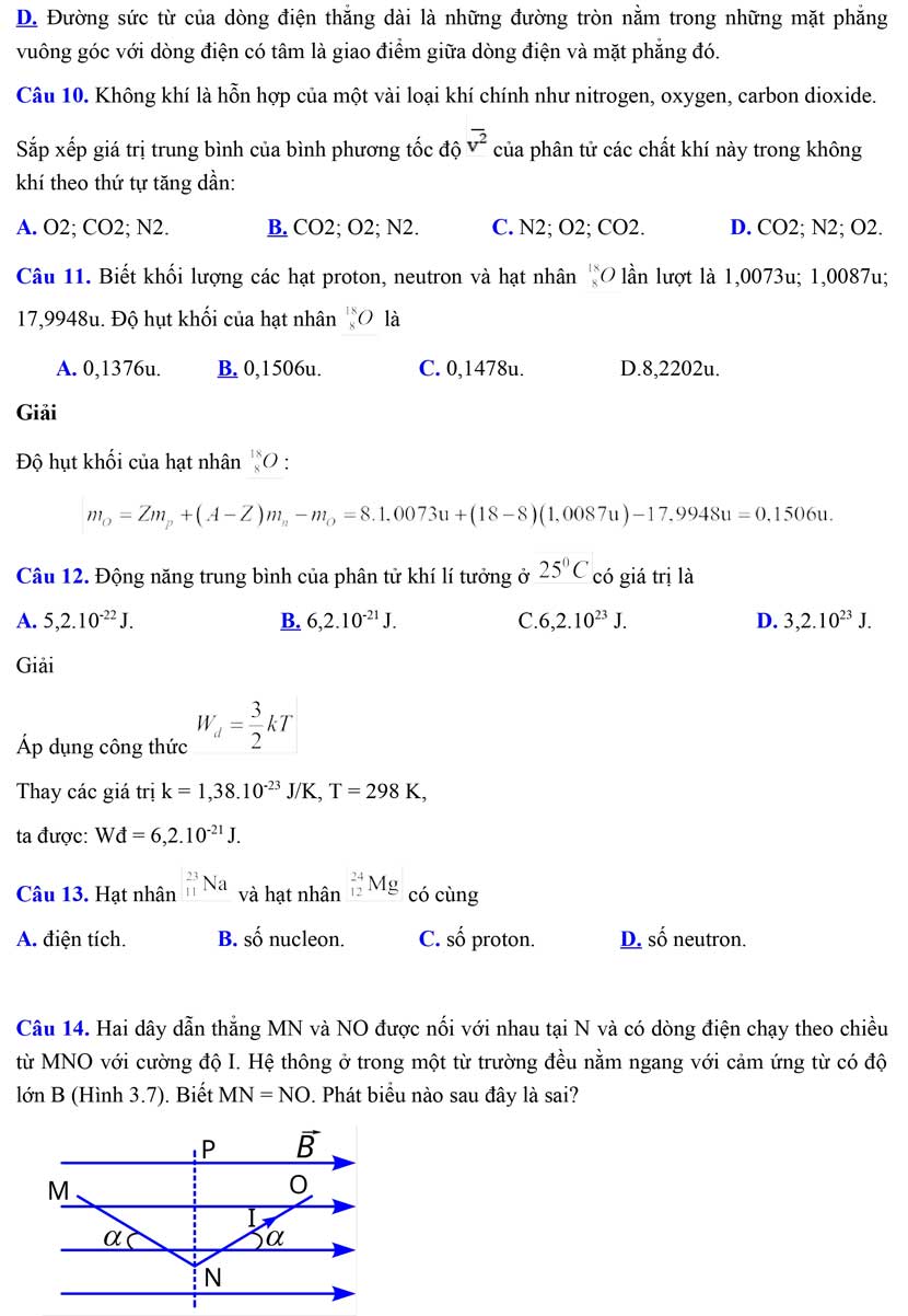 Đề thi thử tốt nghiệp môn Vật lý