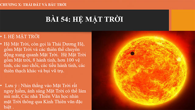 PowerPoint Khoa học tự nhiên 6 Bài 54: Hệ Mặt Trời