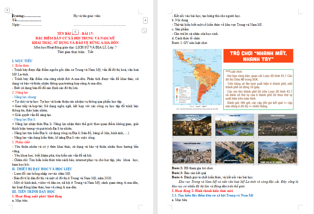 Giáo án PowerPoint Địa lí 7 bài 17