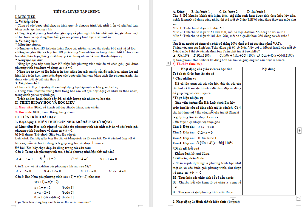 Luyện tập chung trang 37 Toán 8