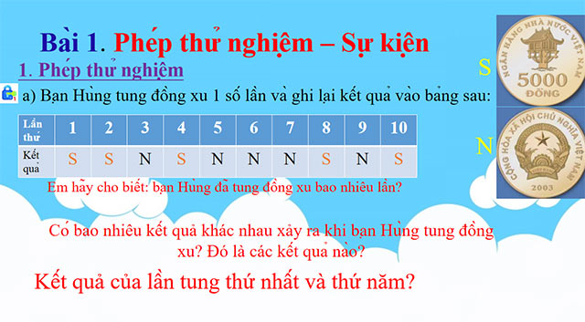 PowerPoint Toán 6 Phép thử nghiệm - Sự kiện
