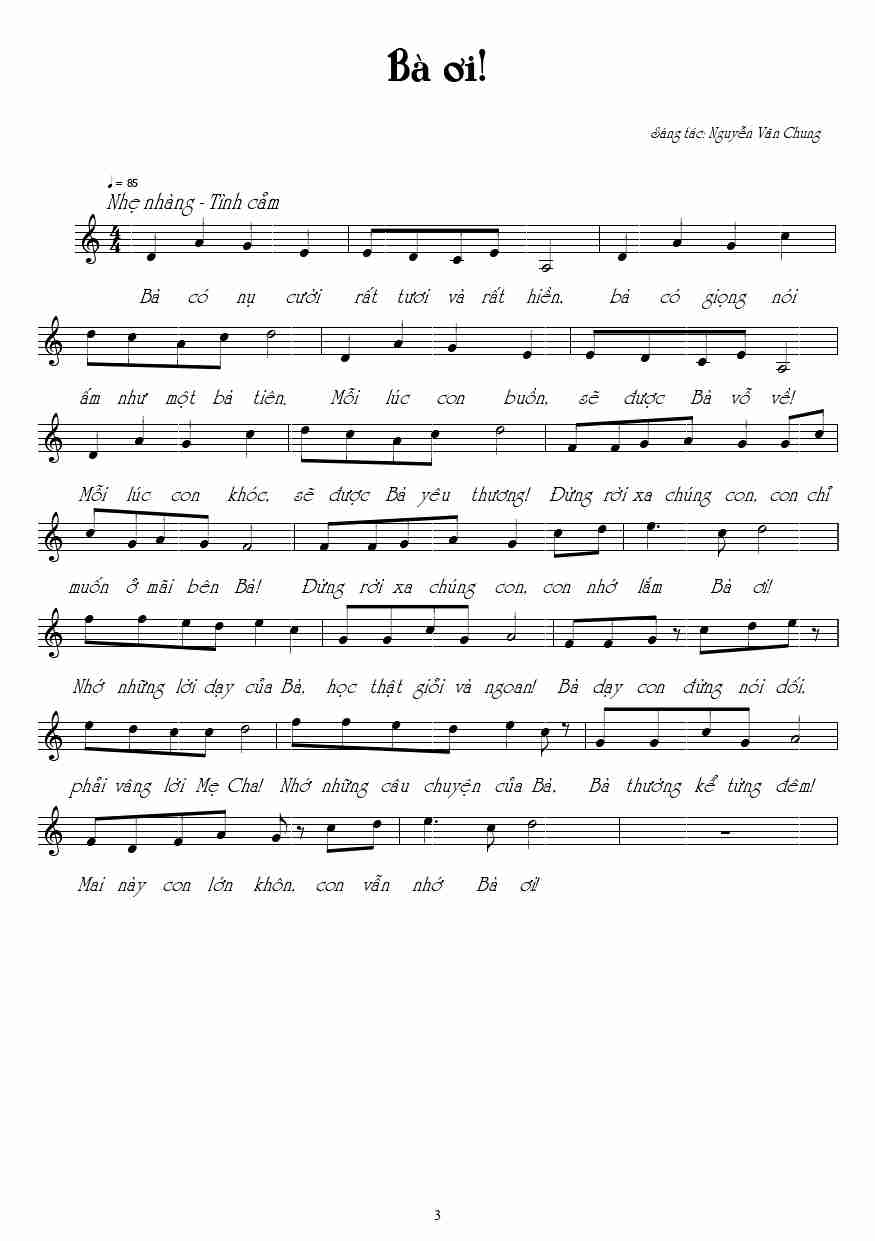 Sheet nhạc Bà ơi