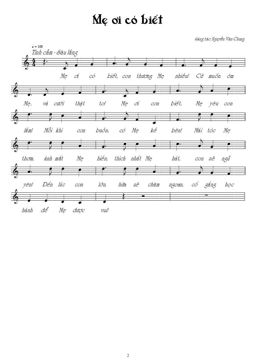 Sheet nhạc Mẹ ơi có biết