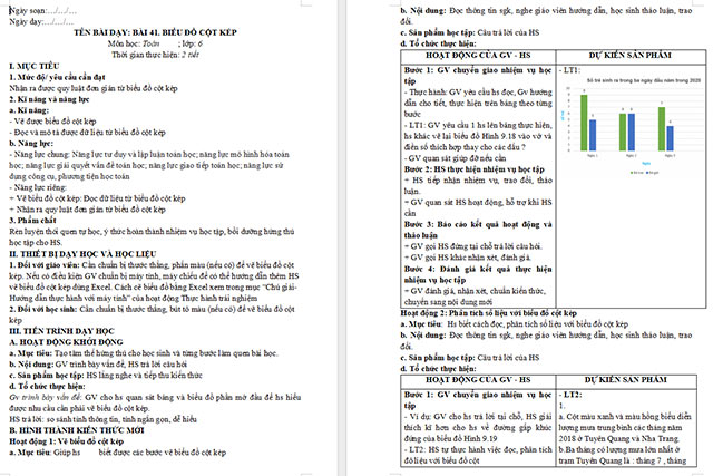 Giáo án Toán 6 Biểu đồ cột