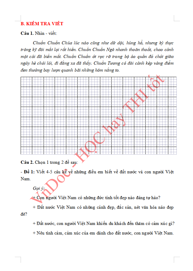 Phiếu bài tập ôn hè lớp 2 lên lớp 3 môn Tiếng Việt