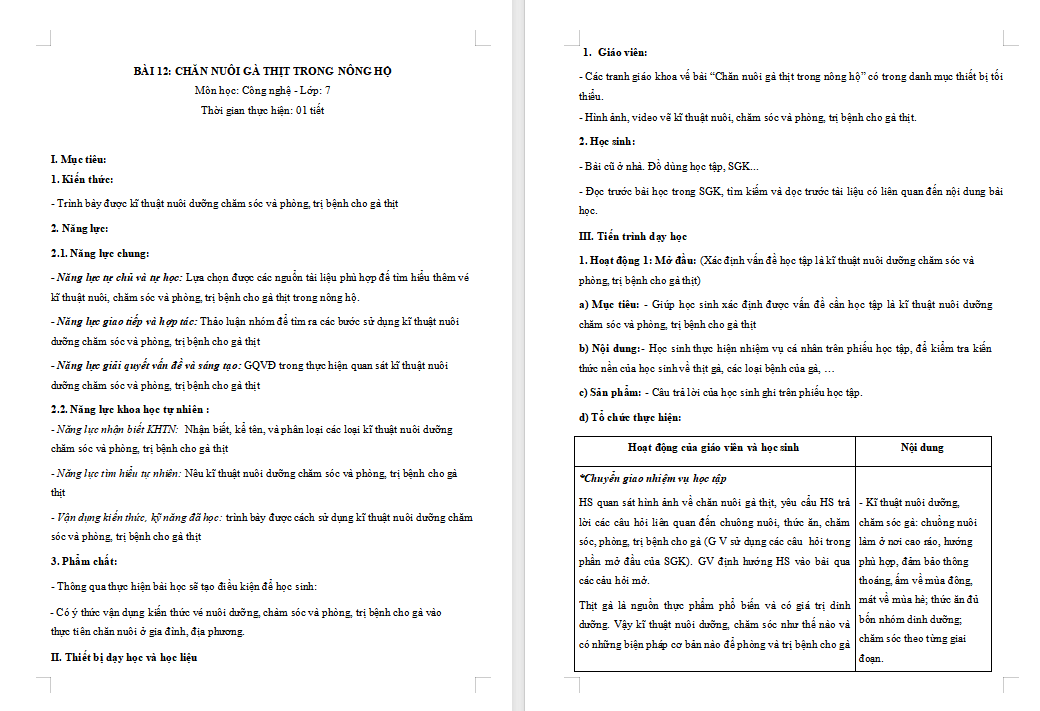 Giáo án PowerPoint Công nghệ 7 Bài 12: