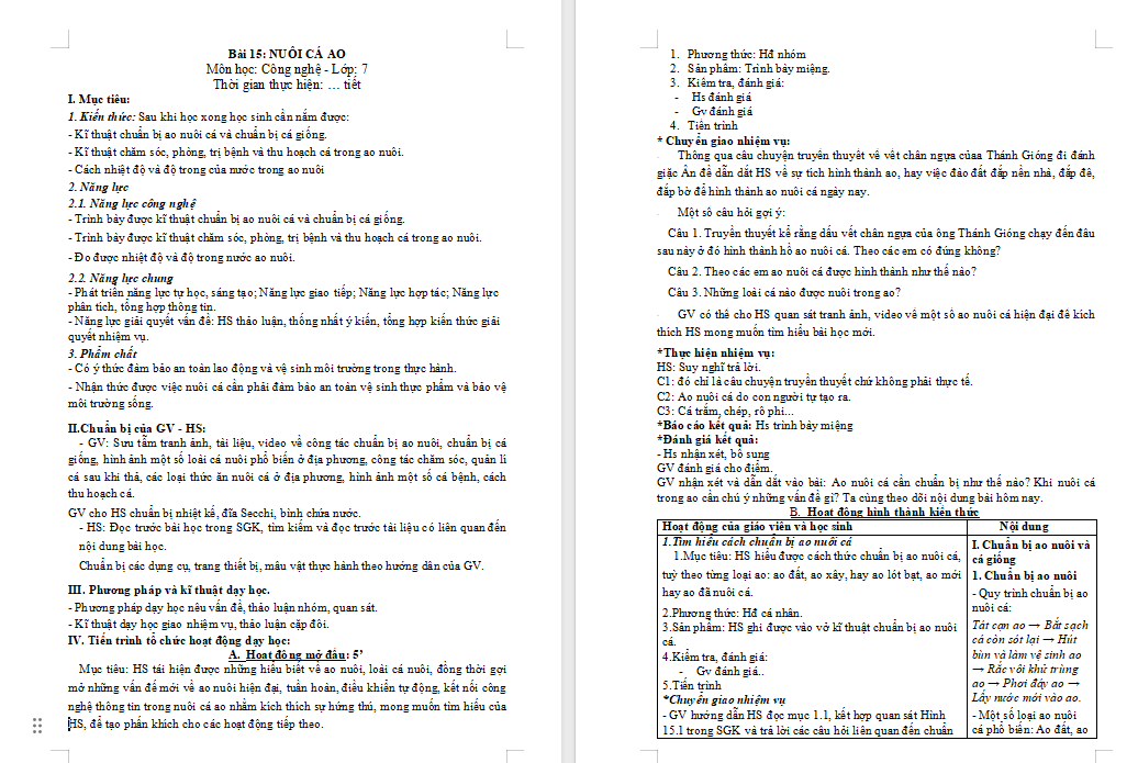 Giáo án PowerPoint Công nghệ 7 Bài 15