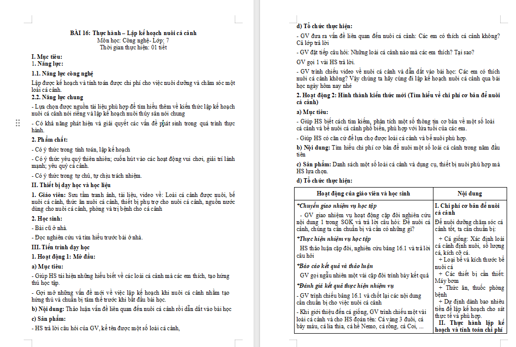 Giáo án PowerPoint Công nghệ 7 Bài 16