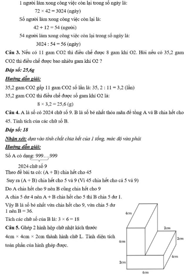 Đáp án đề thi vào lớp 6 môn Toán THCS Ngoại ngữ