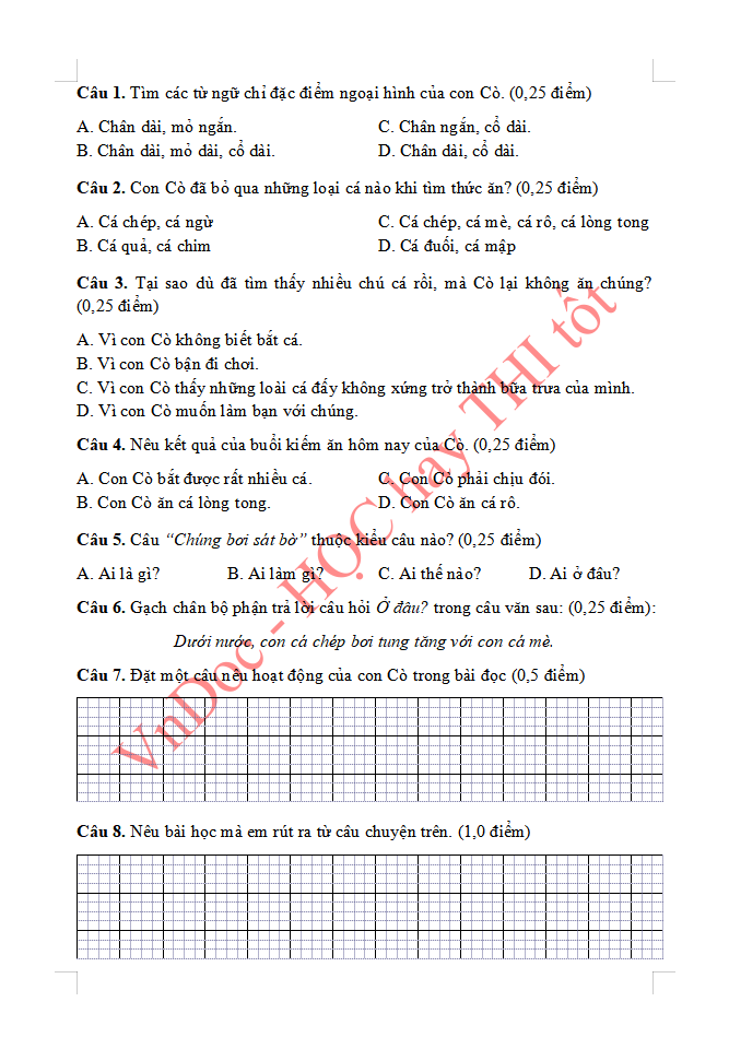 Phiếu bài tập ôn hè lớp 2 lên lớp 3 môn Tiếng Việt