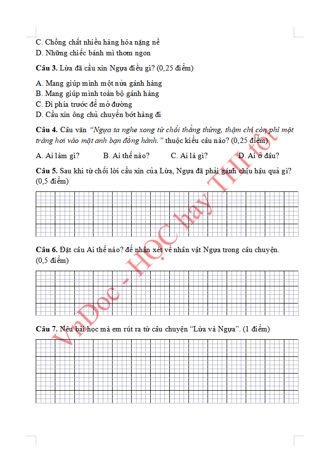 Phiếu bài tập ôn hè lớp 2 lên lớp 3 môn Tiếng Việt