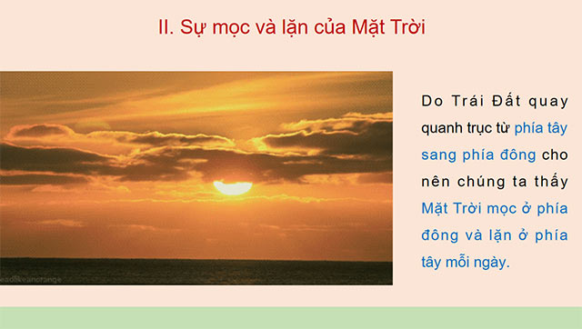 PowerPoint Khoa học tự nhiên 6 Hiện tượng mọc và lặn của Mặt Trời