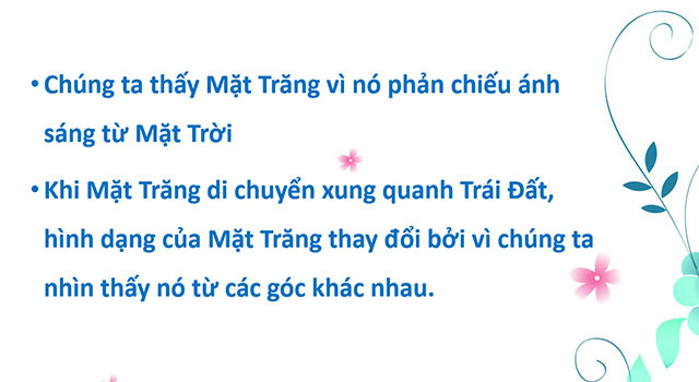 PowerPoint Khoa học tự nhiên 6 Các hình dạng nhìn thấy của Mặt Trăng