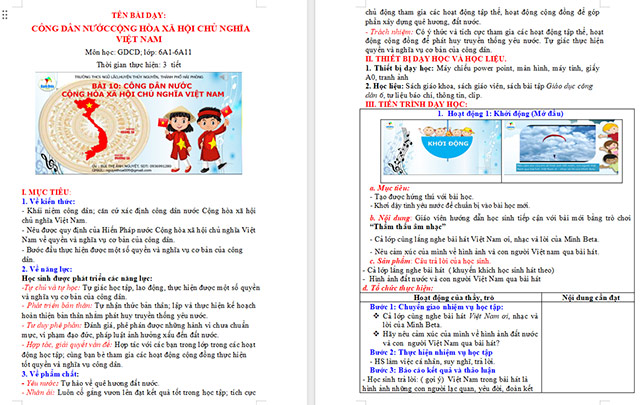 Giáo án GDCD 6 Công dân nước Cộng hòa xã hội chủ nghĩa Việt Nam