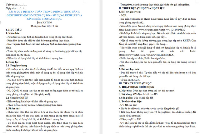 Giáo án Khoa học tự nhiên 6 Chân trời sáng tạo Bài 3