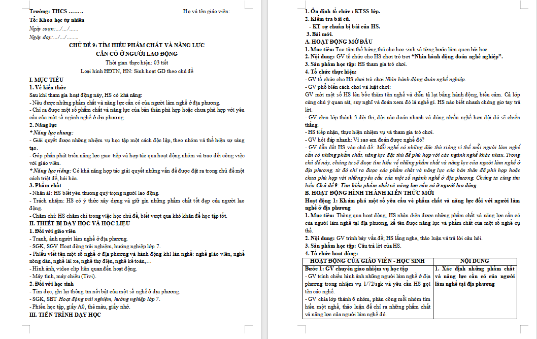 Giáo án PowerPoint Hoạt động trải nghiệm 7 Chủ đề 9