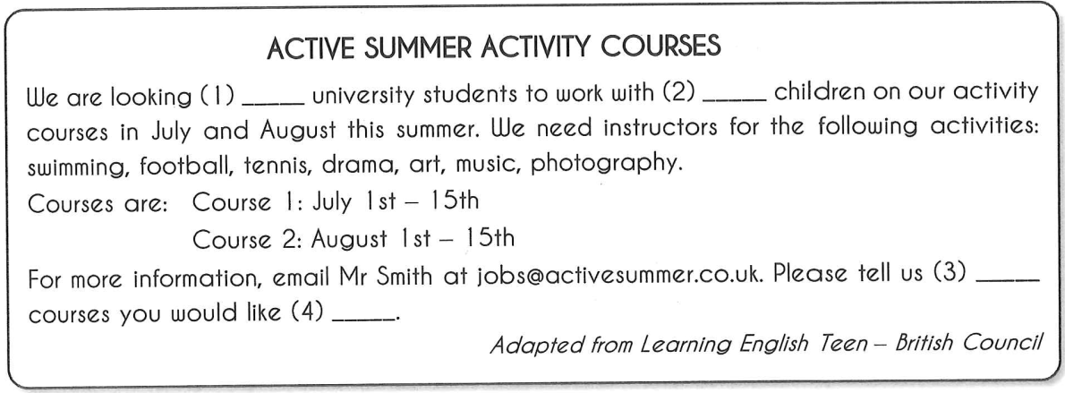 Bài tập đọc điền thông tin, quảng cáo, thư, hướng dẫn an toàn minh họa 1