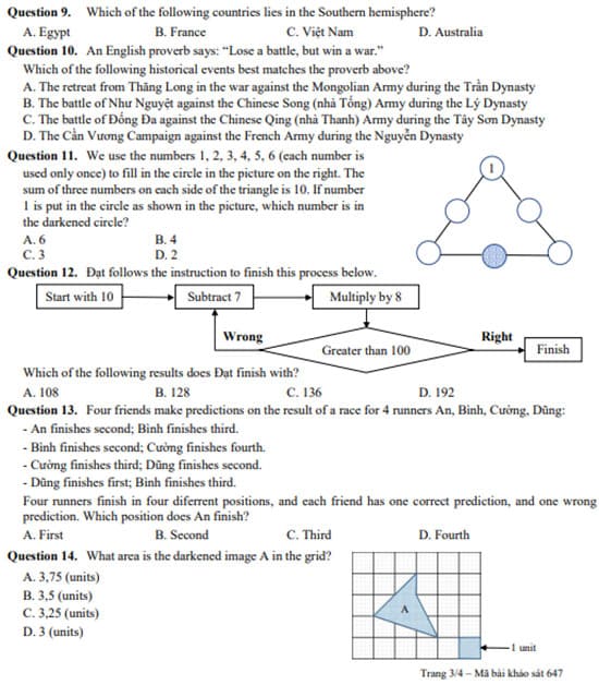 Đề thi vào lớp 6 môn Tiếng Anh Trần Đại Nghĩa 2024