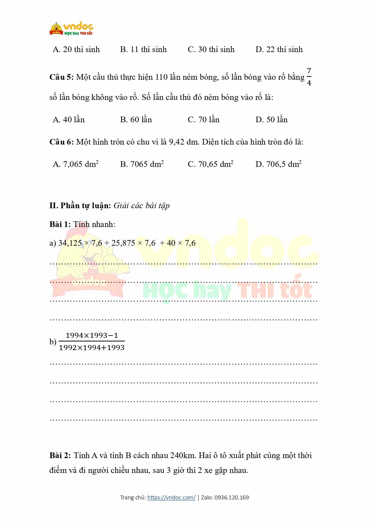 de thi khao sat chat luong dau nam mon toan lop 6 de 1 page 0002*710045