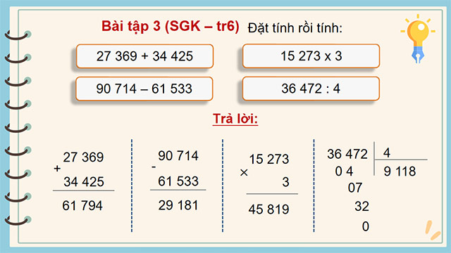 PowerPoint Toán 4 Ôn tập về số và phép tính trong phạm vi 100 000