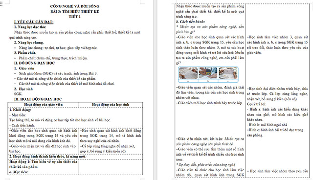 Giáo án Công nghệ 5 Tìm hiểu thiết kế