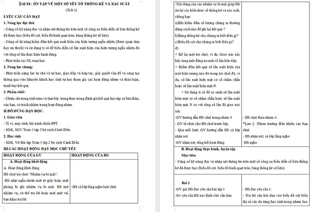 Giáo án Toán 5 Ôn tập về một số yếu tố thống kê và xác suất