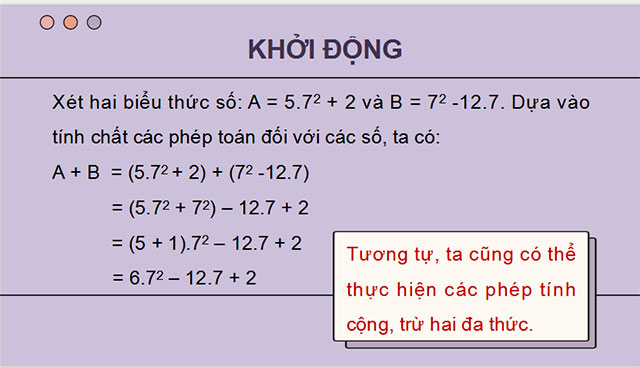 Phép cộng và phép trừ đa thức một biến