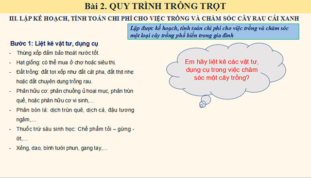 Quy trình trồng trọt