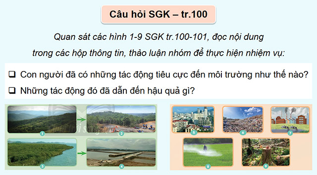 PowerPoint Khoa học 5 Tác động của con người đến môi trường