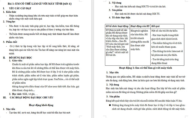 Giáo án Tin học 5 Em có thể làm gì với máy tính?