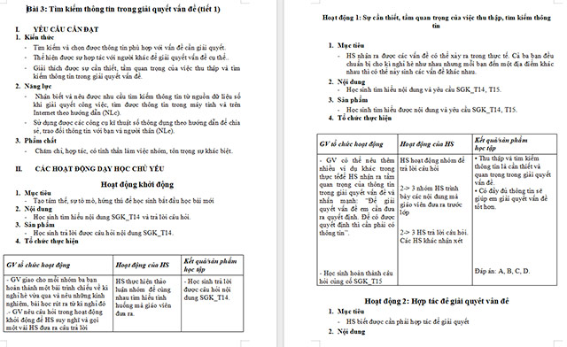 Giáo án Tin học 5 Tìm kiếm thông tin trong giải quyết vấn đề