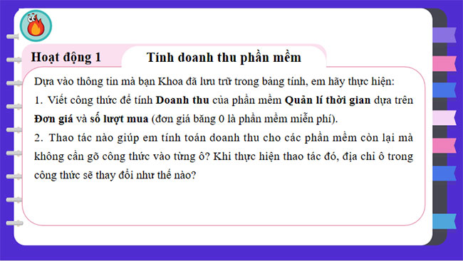 Sử dụng bảng tính giải quyết bài toán thực tế