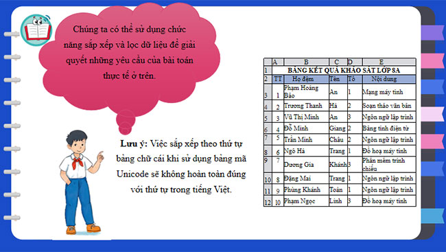 Sắp xếp và lọc dữ liệu