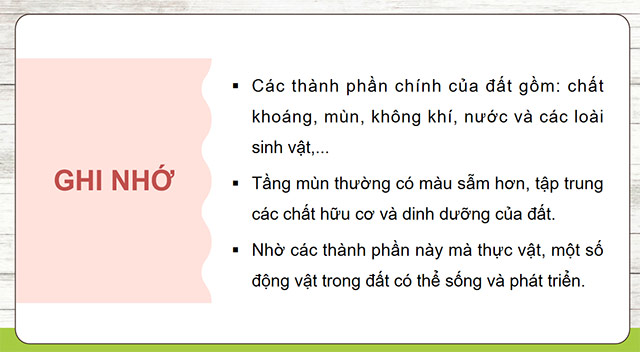 PowerPoint Khoa học 5 Thành phần và vai trò của đất 