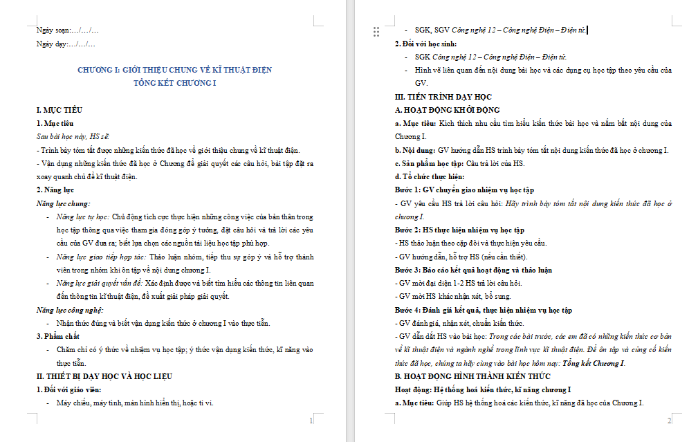 Công nghệ 12 Tổng kết Chương 1