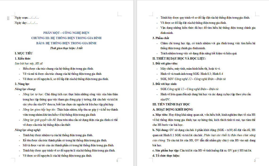 Hệ thống điện trong gia đình