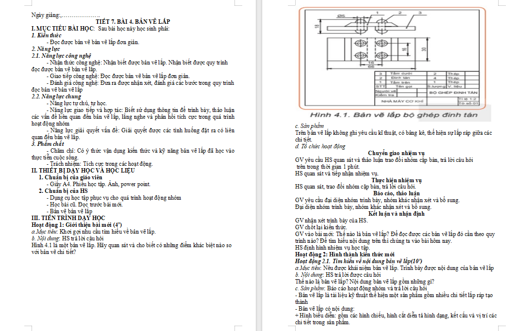 Giáo án Công nghệ 8 Bài 4
