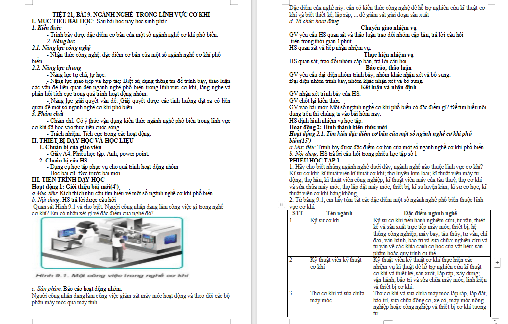 Ngành nghề trong lĩnh vực cơ khí