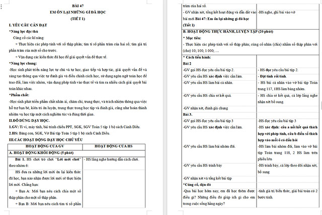 Giáo án Toán 5 Em ôn lại những gì đã học