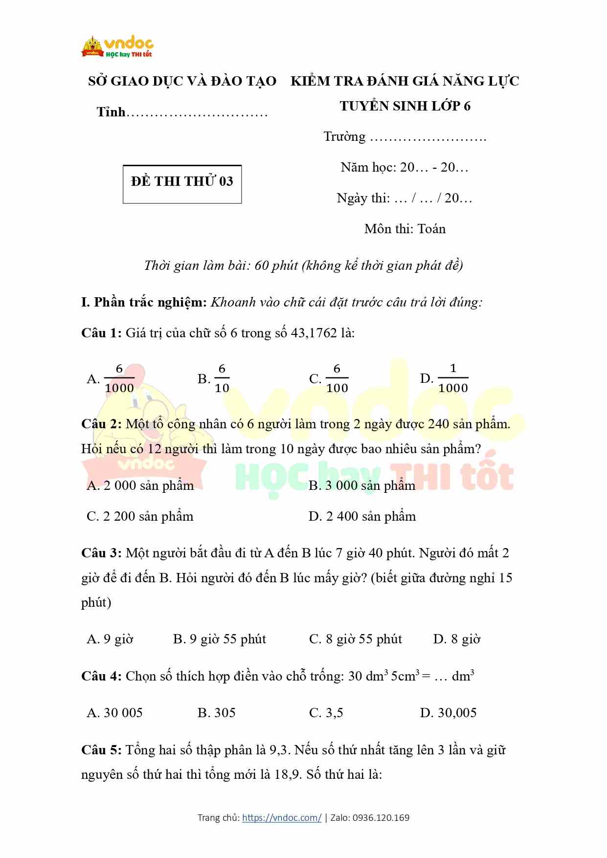 de thi khao sat chat luong dau nam mon toan lop 6 de 3 page 0001*714341