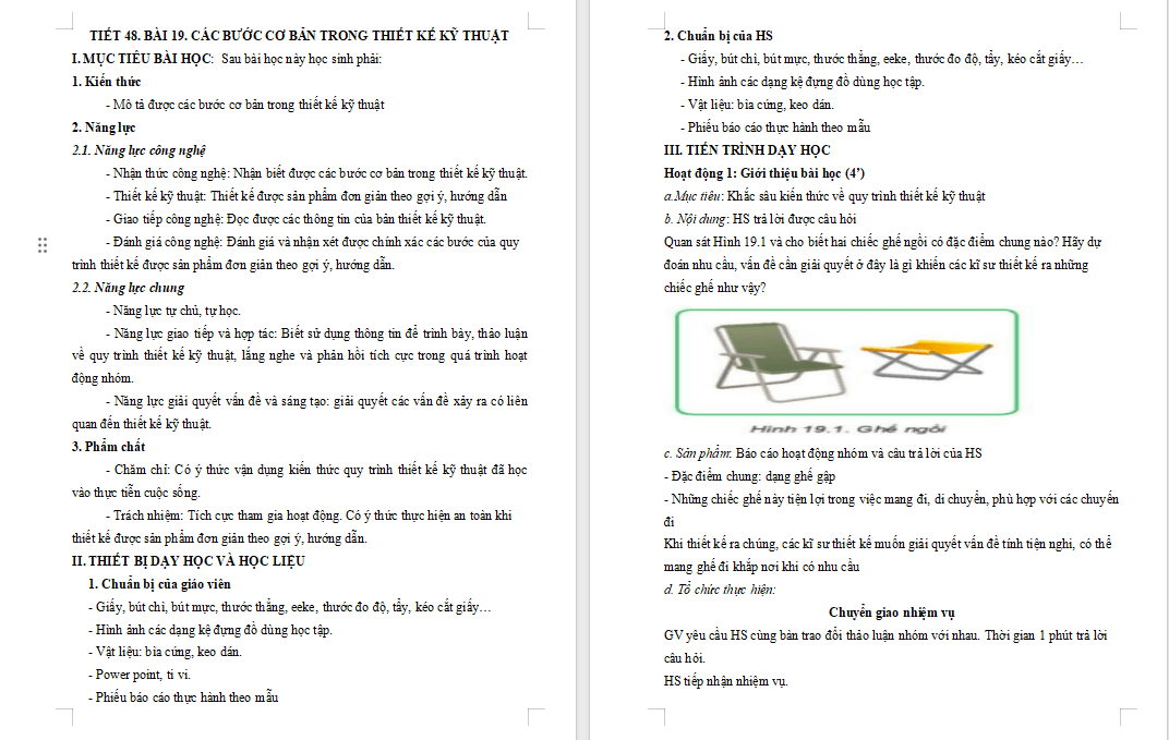 Các bước cơ bản trong thiết kế kĩ thuật