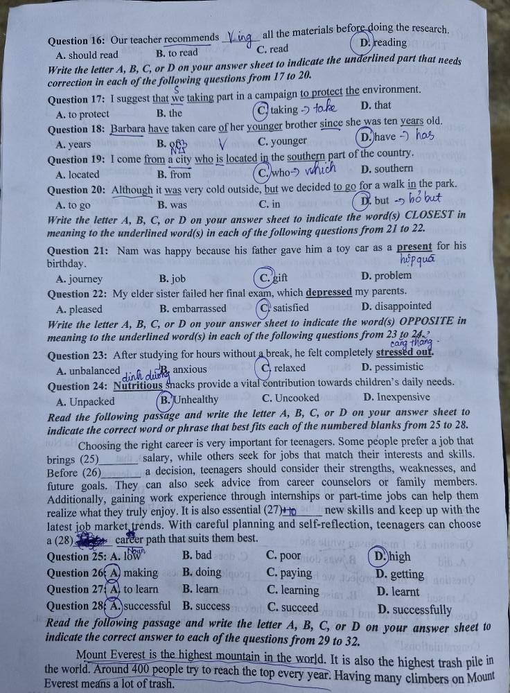 Đề thi tuyển sinh vào lớp 10 môn tiếng Anh Đồng Tháp minh họa 2