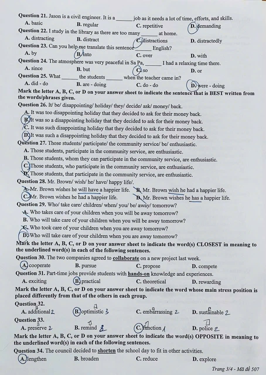 Đề thi tuyển sinh vào lớp 10 môn tiếng Anh Hải Phòng minh họa 3