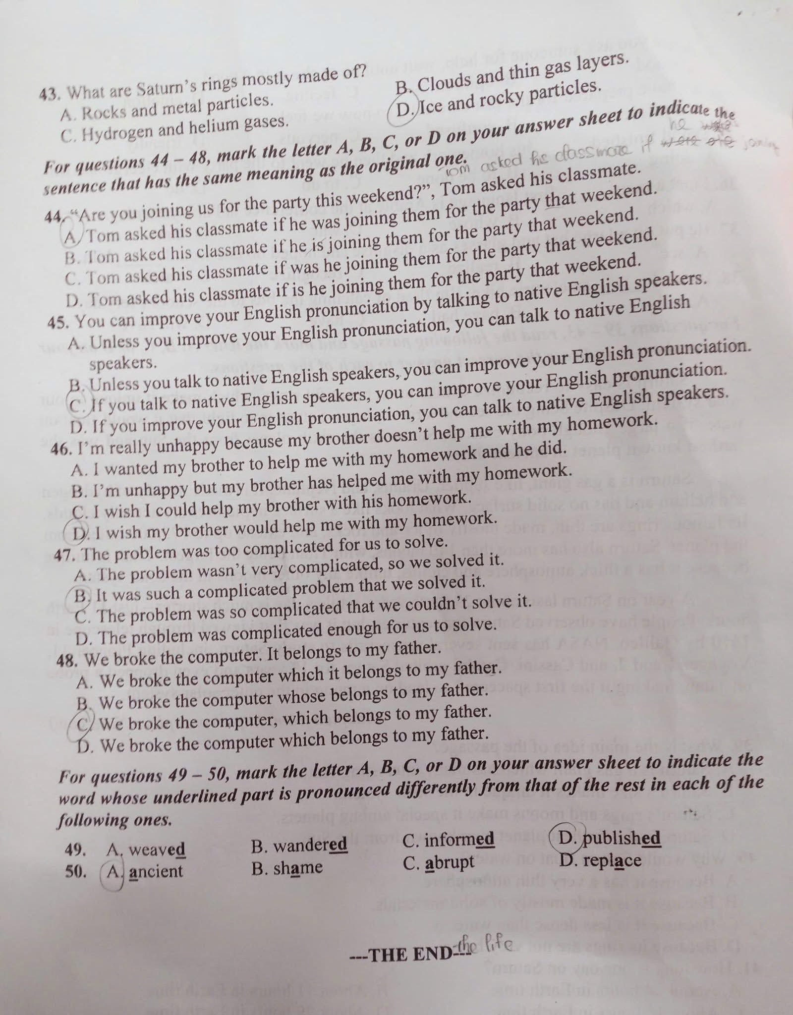 Đề thi tuyển sinh vào lớp 10 môn tiếng Anh Lâm Đồng minh hoạ 4