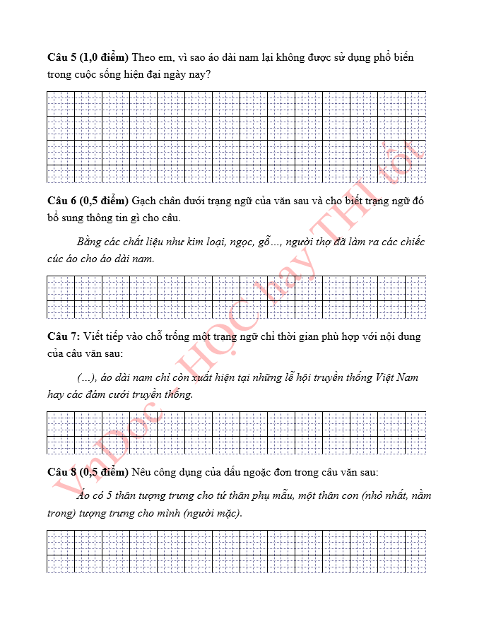 Bài tập ôn hè lớp 4 lên 5 môn Tiếng Việt