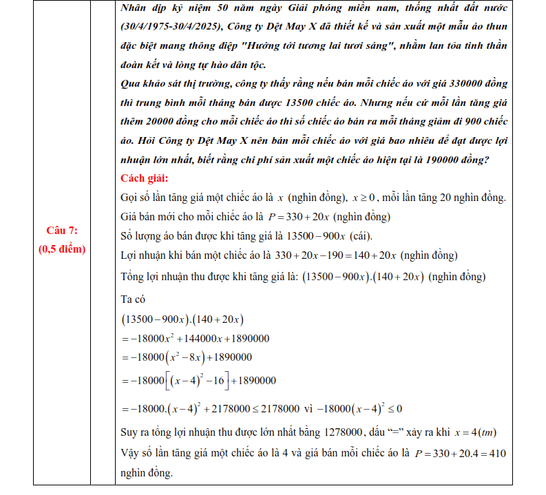 Đáp án đề thi vào lớp 10 môn Toán Khánh Hòa 2025