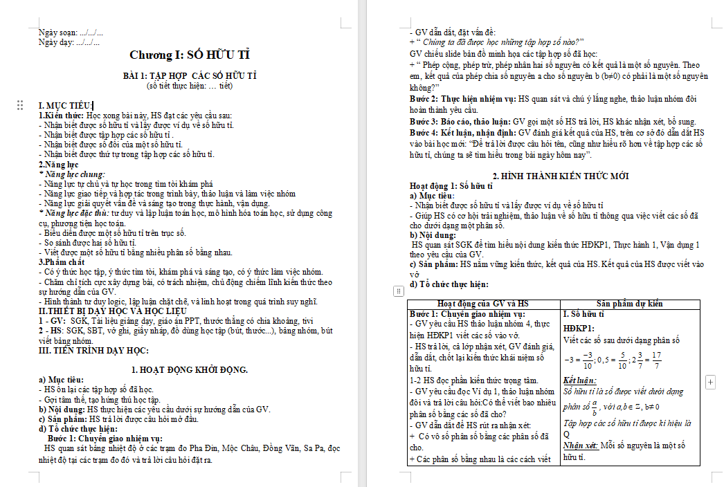 Tập hợp Q các số hữu tỉ